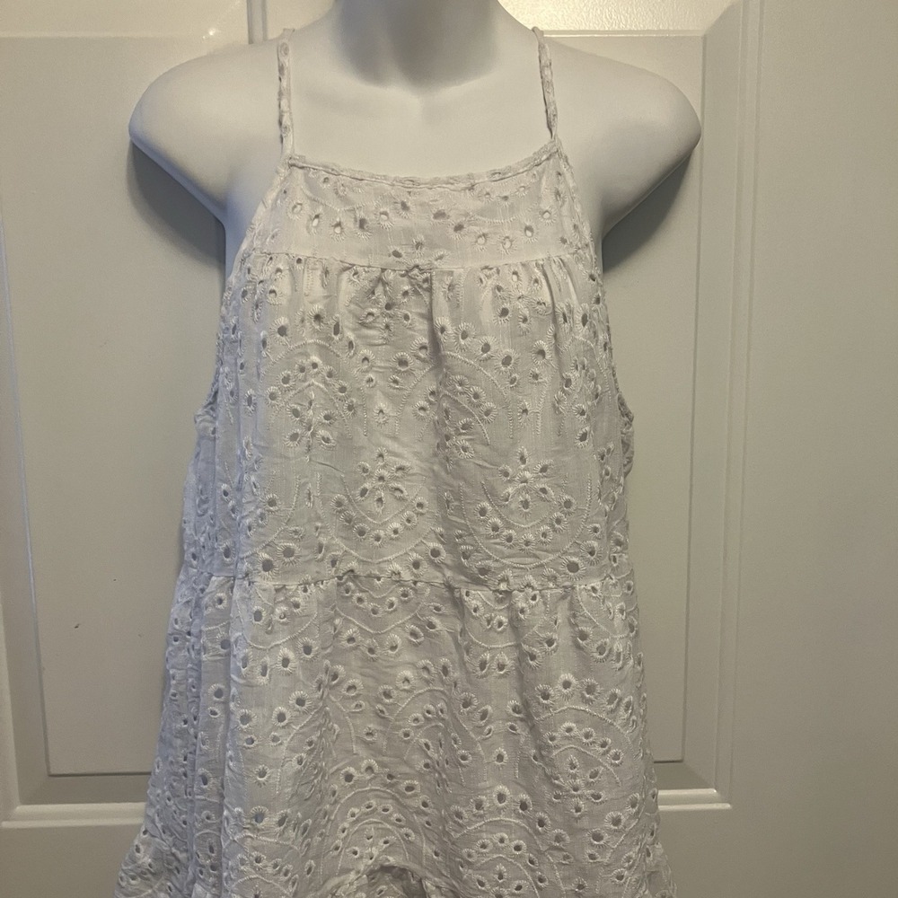 Altar'd State Sz Medium White Eyelet‎ Sleeveless Lined Shirt Top Women's